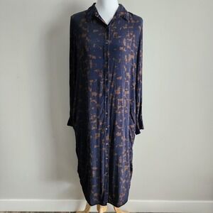 Uniqlo Shirt Dress Womens XS Navy Long Sleeve Utility Modest Conservative Formal
